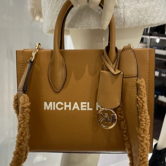 Michael Kors Mirella Small Pebbled Leather Shopper Top Zip Crossbody XBody Bag